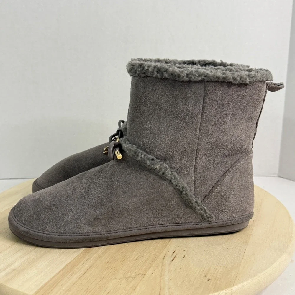 KATE SPADE Women's Boots Marie Faux Shearling Suede Leather Pull-On Shoes Size 9